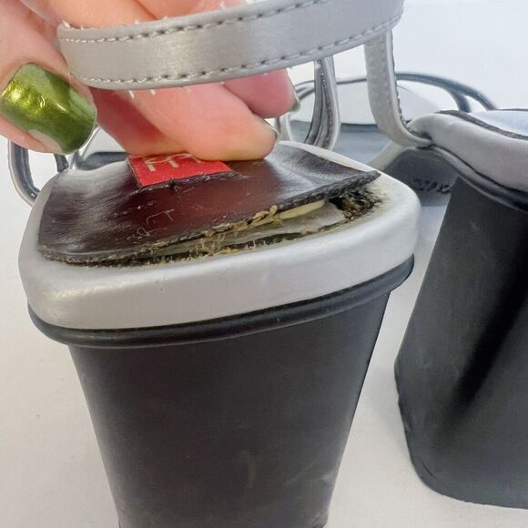 Vintage Espirit y2k 90s Square Toe Silver Chunky Heels Women's Size 8.5 - Picture 6 of 8